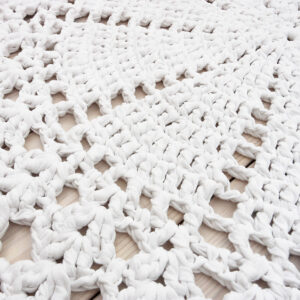 pure white crochet lace rug