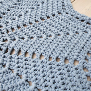light blue star shaped crochet doily rug